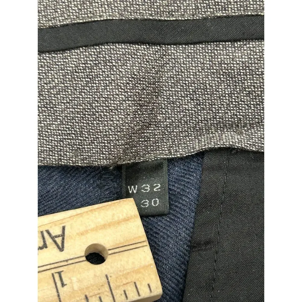 J.Crew Mens Navy Blue Wool Straight Leg Flat Front Bowery Dress Pants Size 32x30